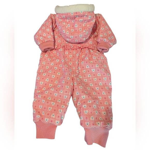 Gymboree Rainbow Tag Vintage Girl Pink Heart Floral  Print Winter Snow Suit Coat - Picture 7 of 7